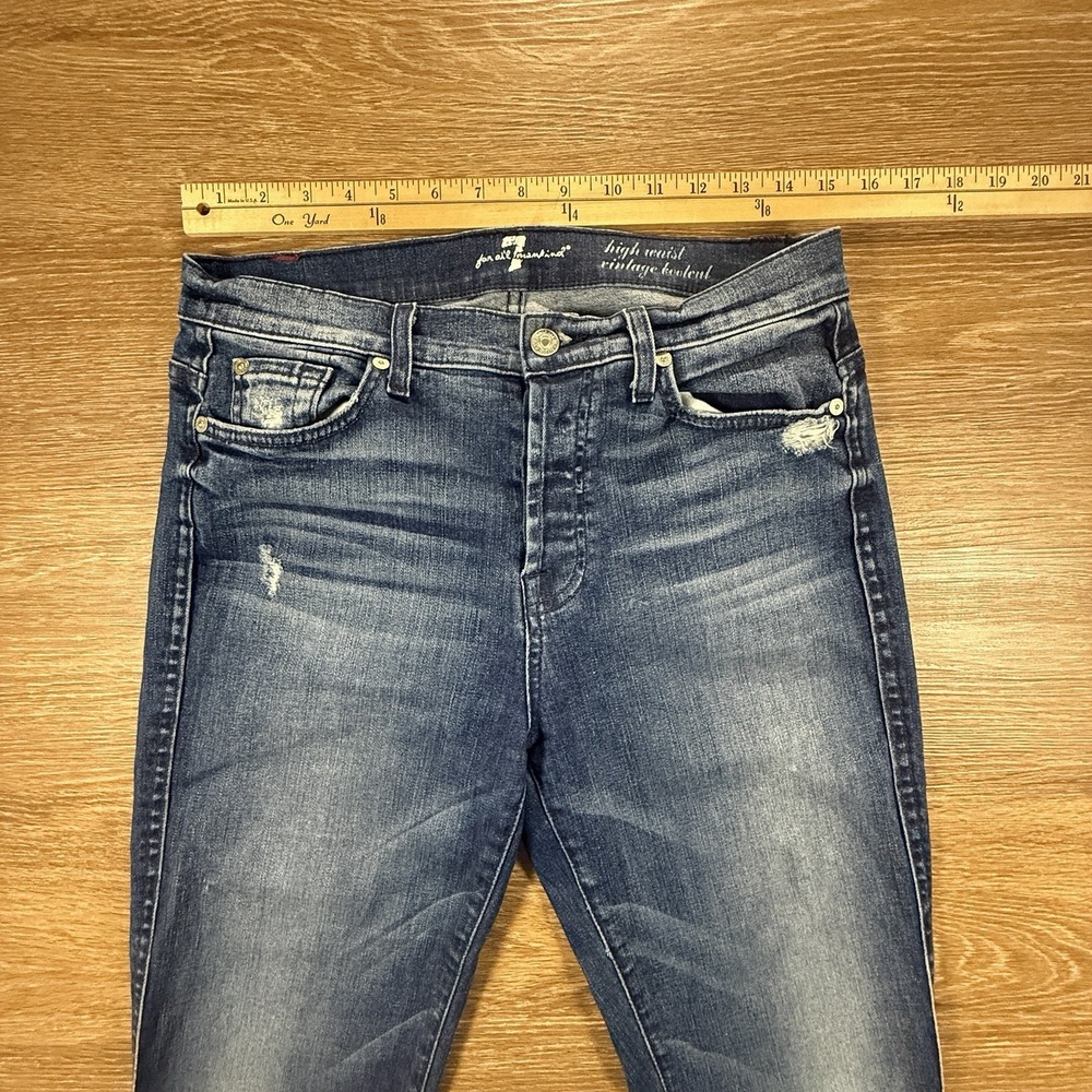 7 For All Mankind Women's High Waist Vintage Bootcut Jeans Size 28 Dark Wash - Picture 8 of 13